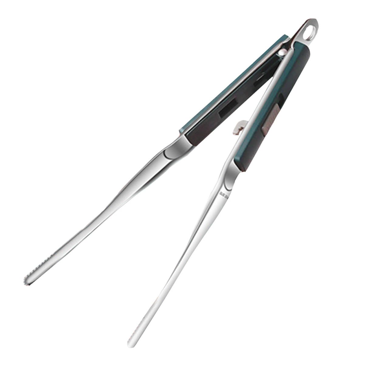 SOLUSTRE 1Pc Stainless Steel Food Clamp with Serrated Edge Bbq Tongs for Grilling Food Clip for and More for Home Restaurant and Outdoor