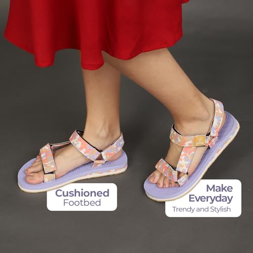 Image of YOHO EVA Sandals for Women | EVA sole | Comfortable cushioned sole with TPR base | Lightweight | Soft skin friendly straps | Adjustable straps | Velcro closure | Vibrant colour options