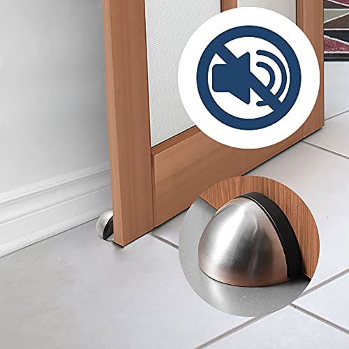 4 Pack Stainless Steel Floor Door Stopper, 3M Self Adhesive Anti-Collision Door Holder Door Stop Without Drilling, Door Stopper Set With Rubber Bumper （Silver） #TOP1