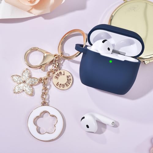 Image of Case Compatible With Apple Airpods 4 - VISOOM Airpods 4 Cases 2024 Cover Women Anti-Drop Silicone iPods 4 Earbuds Wireless Accessorie Charging Cases Girl Bling Keychain for Airpod Ipods 4th Generation