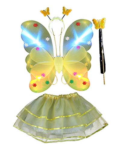 EZSTAX LED Ala de Mariposa 4pcs Disfraz Luminoso de Mariposa para Niñas