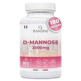 Bandini® D-Mannose Pur 2000mg par Dose Quotidienne,180 Gélules 100% Végétalien, Améliore la Santé des Voies Urinaires, Capsules pour combattre la Cystite, Pour Femmes et Hommes, Biodisponible