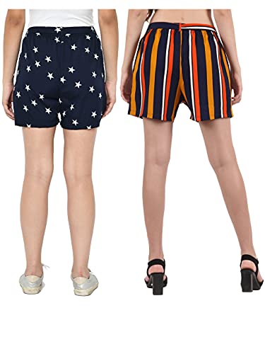 Image of My Swag Women's Striped Regular Fit Casual Daily Use Shorts with Pockets