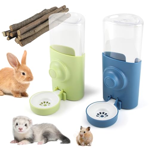Vaskula 2 Pièces Distributeur Eau Lapin 600ml Biberon Cochon d'Inde Suspendue Abreuvoir Lapin Remplissage Automatique Biberon Rongeur pour Lapins Chinchillas...
