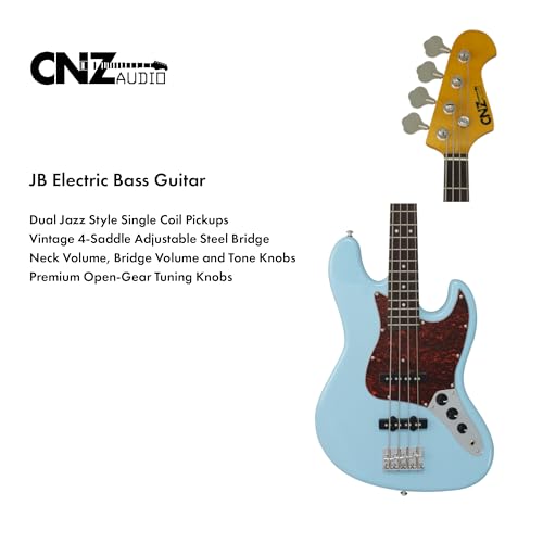 JB Electric Bass Guitar - Coral, Basswood Body, Maple Neck & Rosewood Fingerboard