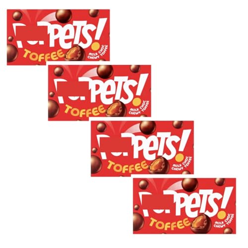 Popp petts Chewy Toffee Milk Chocolate 4 x 39g Multipack Box Bundle - Traditional Retro Confectionery Toffees Sweets Candy Cartons Movie Night Snacks