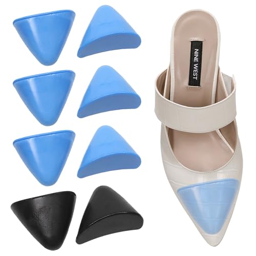 Tmefoy Lot de 4 paires de semelles de chaussures pour chaussures trop grandes, orteils pointus, semelle intérieure en demi - Réducteur de chaussures pour talon haut - Soulagement de la douleur des