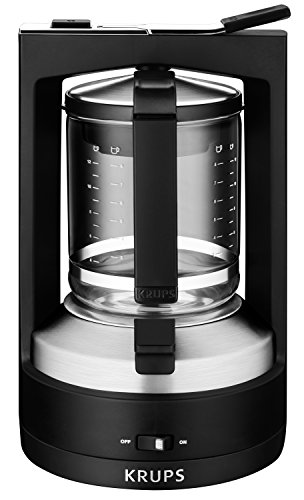KRUPS KM4689 Moka Brewer Coffee Maker Machine with Permanent Filter and Glass Carafe