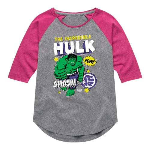 Marvel Hulk - Sticker Collage - Toddler and Youth Girls Shirt Tail Raglan
