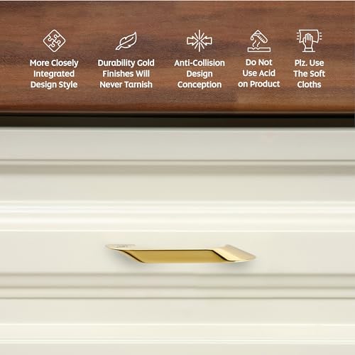 Image of LAPO 4 Inch Cabinet Drawer Handles for Kitchen, Pull Handles for Wardrobe, Cupboard, Almirah & Pooja Mandir, Easy Installation, 3 Years Warranty (224mm, PVD Gold, Pack of 10) - Twist