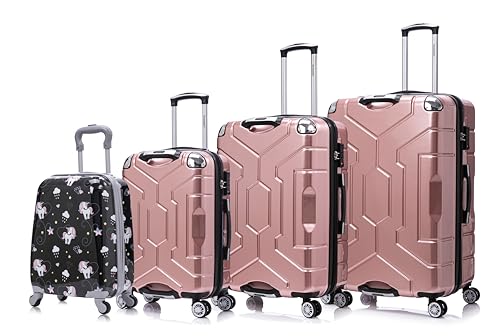 Durable PC Material 4-Piece Travel Luggage Set with 360° Rotating Wheels - Lightweight and Stylish