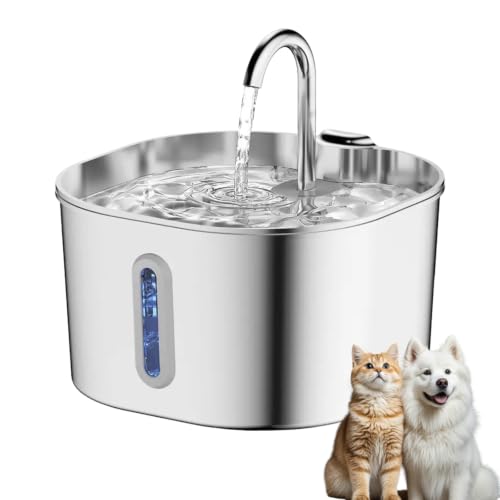 La Fuente para Perros, Fuente De Agua para Perros De Acero Inoxidable con Nivel De Agua Visible,Sistema De Filtración Triple Y Bomba Ultra Silenciosa para Perros Y Gatos (Standard)