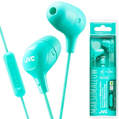 JVC Memory Foam Earbud Marshmallow Memory Foam Earbud with Mic Green (HAFX38MG)