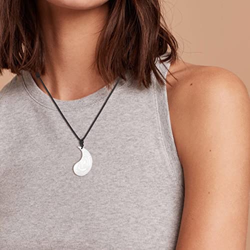 Coai Yin Yang Obsidian White Jade Stone Phoenix Dragon Matching His And Hers Necklaces #TOP2