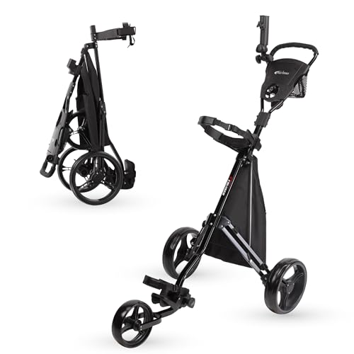 Precise Cruiser 3-Wheel Golf Push Cart With Stabilizer Rods