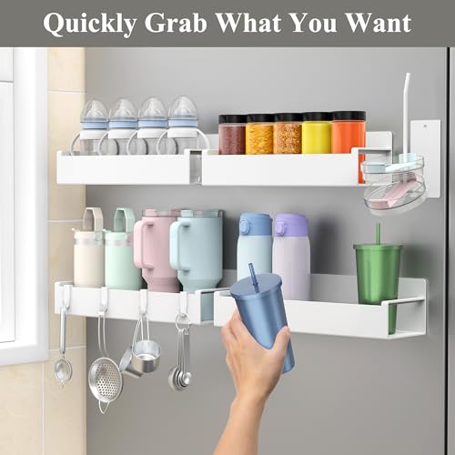 Image of HuggieGems Magnetic Water Bottle Holder for Refrigerator, Cup Holder Organizer for Stanley and Tumbler for Kitchen, 4 Pack, White