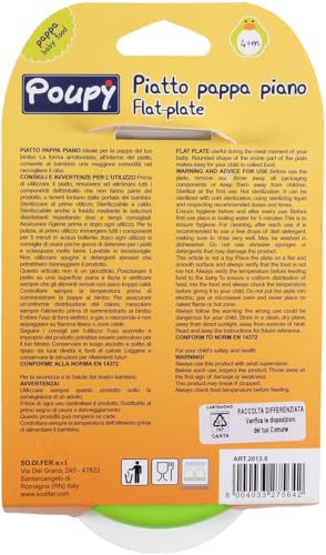 Poupy Piatto Pappa Piano Per Bimbi In Plastica, Senza Bpa, Lavabile E Riutilizzabile, Con Forma Arrotondata - 4