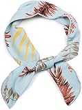 mit buntem Palmblätter Print styleBREAKER Damen Multifunktionstuch schmal mit buntem Palmen Print, Haarband, Tuch, Halstuch, Schleife, Taschenband 04026023, Farbe:Hellblau-Gelb-Braun