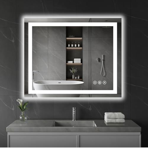 Image of Koonmi 36 inchx30 inch LED Bathroom Mirror with Anti-Fog | 90CRI Shatterproof Vanity Mirror with Backlit + Front Lit, Easy Install for Modern Bathroom and Hotel (IP65)
