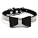 Dazzling Rhinestone Dog Collar with Soft Fabric and Crystal Bow Tie - Elegant and Glamorous Puppy Collars for Small Dogs with Leash in Black XXS