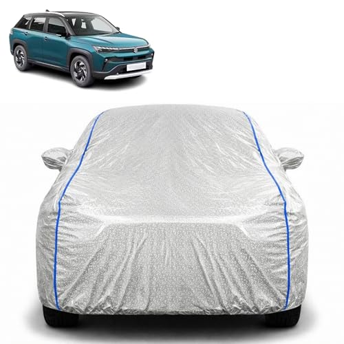 Image of Waterproof Car Cover for Maruti Victoris | All Weather Protection | UV Resistant & Dustproof | Soft Cotton Lining to Prevent Scratches | Triple Stitched with Mirror Pockets & Elastic Hem