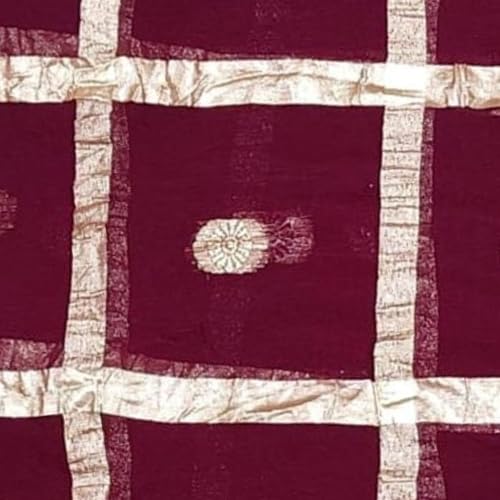 Image of Women's Pure Viscose Georgette Checks Zari Fabric Jaipuri Saree with Matching Blouse