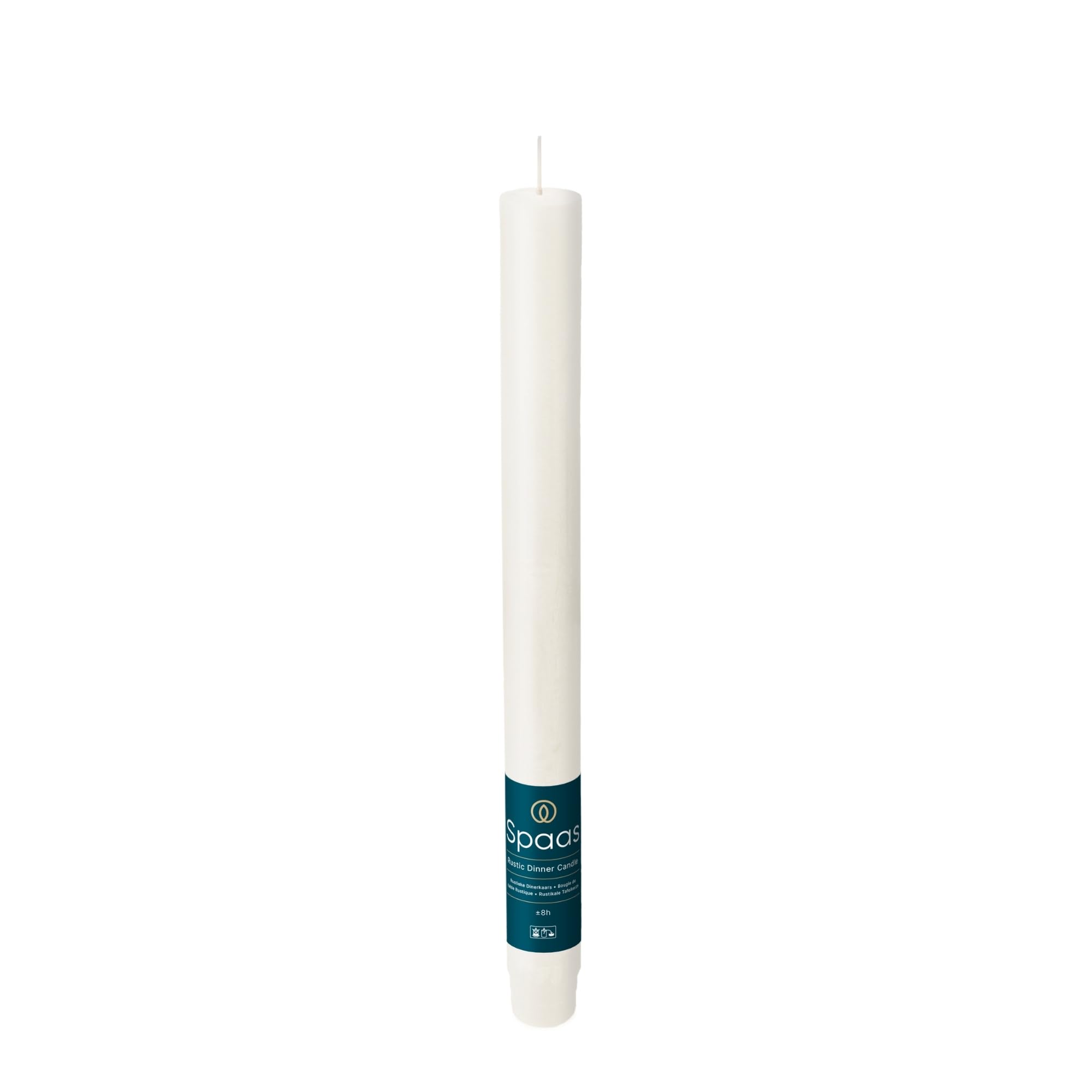 Spaas Rustic Dinner Candle 8h, white, 2,1x2,1x25
