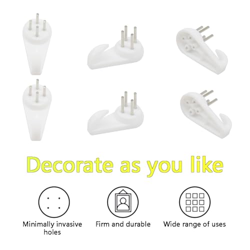Image of 50 PCS Picture Hanging Hooks Plastic Invisible Nail Hangers Concrete Wall Hooks Hardwall Picture Hangers Picture Hook for Photo Frame Decorations (XK-SL /30x15x5mm)