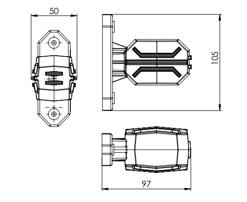 2 x luci a LED in gomma per limitatori di terra, moderne, 12 V, 24 V, con marchio di controllo E, luce di posizione per camion, camion, roulotte,