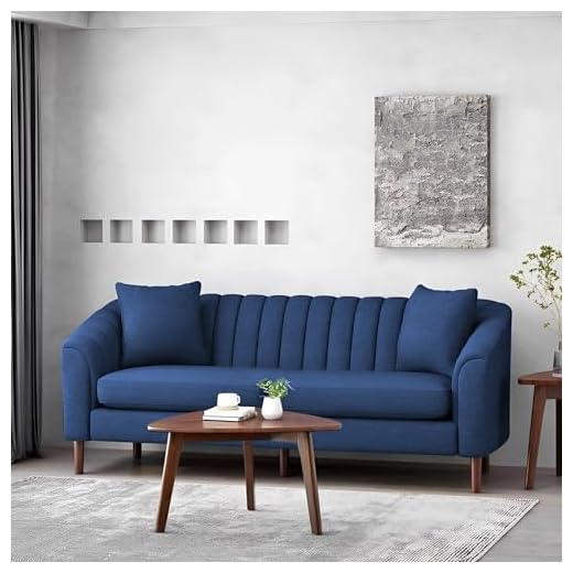 Casaliving Doraldo 3 Seater Sofa Set for Living Room (Blue Colour) Premium Fabric Sofa