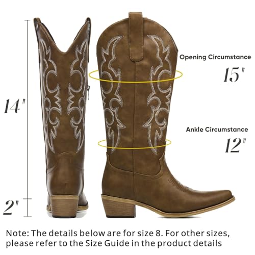 Image of Cowboy Boots for Women, Cowgirl Boots with Embroidered and Chunky Heel, Ideal for Daily Wear and Country Fashion