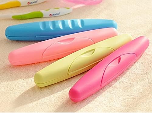 100pcs Candy Color Toothbrush Holder Bathroom Accessories Toothbrush Case Holder Portable Travel Toothbrush Box wen5792 - (Color: Pink)