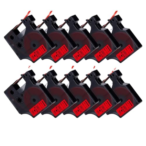 MCUXMVUMI 10pk Cinta de 9 mm Compatible con Modelos de Cinta D1 40910 40913 40916 40917 40918 40919 para Fabricantes de Etiquetas como LaborManager 160 280(Black on Red)