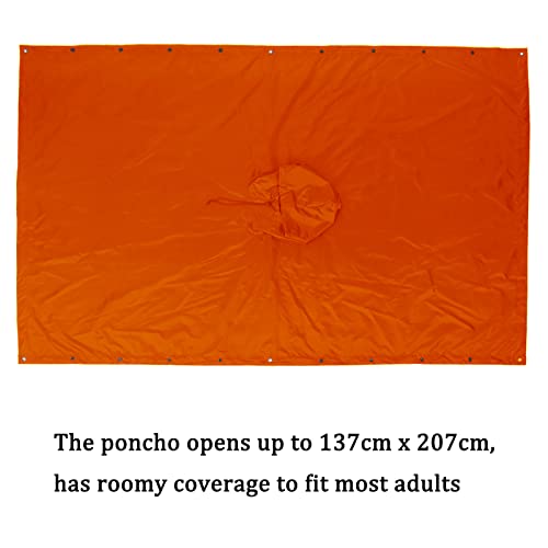 Foto von Jewlri Regenponcho 3-in-1 Multifunktionales Regencape Regenmantel mit Kapuze Orange Outdoor Bekleidung Wasserdichter Winddichter Wiederverwendbar Mehrzweck für Camping Festival Angeln Wandern