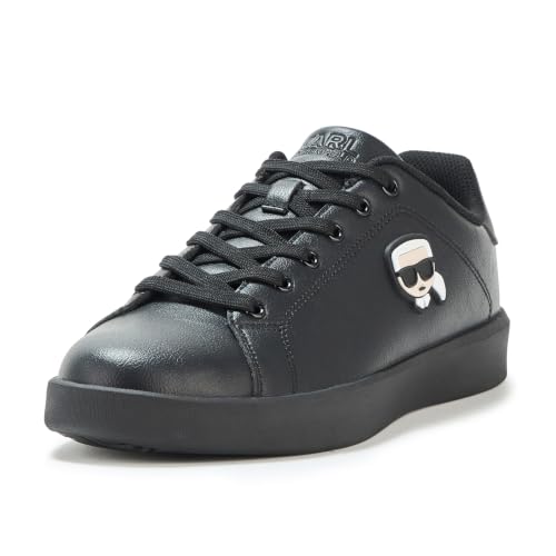 KARL LAGERFELD Paris Men's Claude Lace Up Sneaker, Black/Black, 10