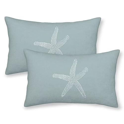 AEIOAE Seafoam Blue Starfish Pillow Covers 12 X 20 Inch Set of 2
