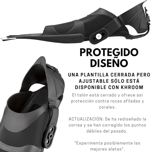 Khroom Aletas de esnórquel Ajustables Cortas con Bolsillo para Colgar Tallas 36 – 47, Aletas Cortas para Nadar Adultos, Mujeres y Hombres, Aletas de Buceo, Entrenamiento de natación (42-47 Blanco) - imagen 6