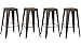 EdgeMod Trattoria 24' Counter Height Industrial Bar Stool with Elmwood Seat, Stackable, Bronze (Set of 4)