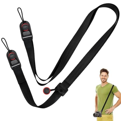 THQAE Sangle pour Appareil Photo, Bandoulière Réglable, Sangle d’Épaule avec Boucle à Dégagement Rapide, Longueur Réglable de 100-150 cm, Universelle...