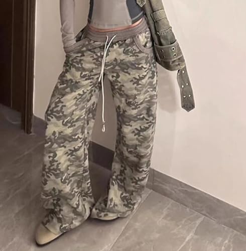 Camo Pants Y2K Cargo Pants Baggy High Waisted Parachute Pants Wide Leg Pants Drawstring Pant Vintage Streetwear3
