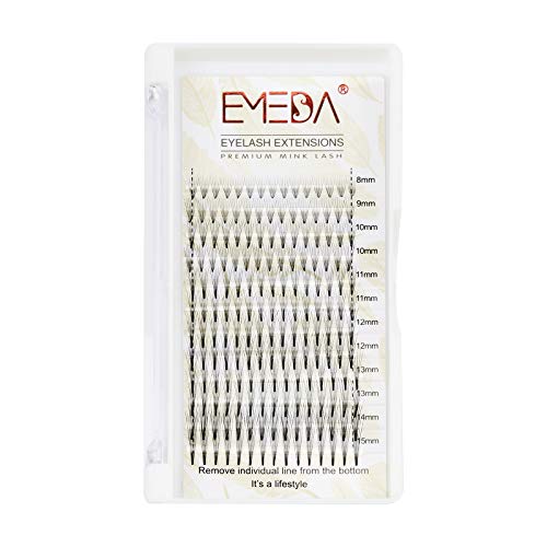 EMEDA Premade Fans Eyelash Extensions Mixed Tray 5D 0.07mm C Curl Middle Stem Pre Made Fan Eyelashes Extension 9-15mm Russian Promade Volume Eyelash Extensions(5D 0.07 C 9-15 Mix Length)