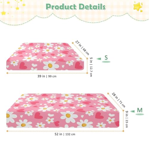 Drap de lit imperméable bébé pour des nuits calmes avec motifs marguerites 132x71 - 4