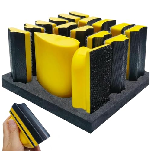 Ponceuse contour formes assorties et blocs en mousse pour ponçage manuel du bois