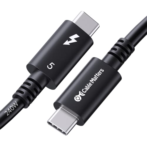 Image of Cable Matters [Intel Certified] 80Gbps Thunderbolt 5 Cable with up to 120Gbps Bandwidth Boost and 240W Charging - 1.2m / 3.9ft, Compatible with Thunderbolt 4, USB4, and USB C, Black