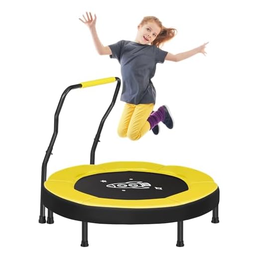 SONGMICS Trampoline for Kids, 3ft Mini Trampoline with Handlebar, Toddler Trampoline for Indoor and Outdoor, Max. Load 220 lb, Yellow USTR036Y01