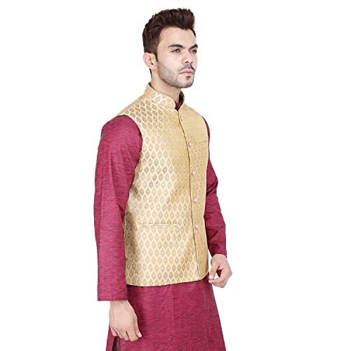 Image of Badoliya & Sons Men's Brocade Zari Nehru Jacket /Waist Coat