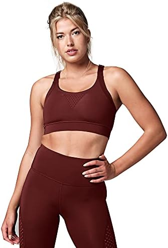 STRONG by Zumba Women's Standard Strong iD Active Fitness Sports Bra Activewear High Impact Workout Tops, Currant, S
