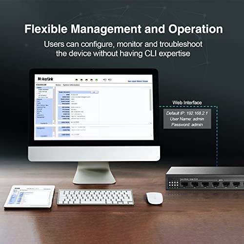Image of MokerLink 8 Port 10Gbps SFP+ Managed Switch, Support 1G SFP and 10G SFP+, 160Gbps Bandwidth Web Managed Network Switch