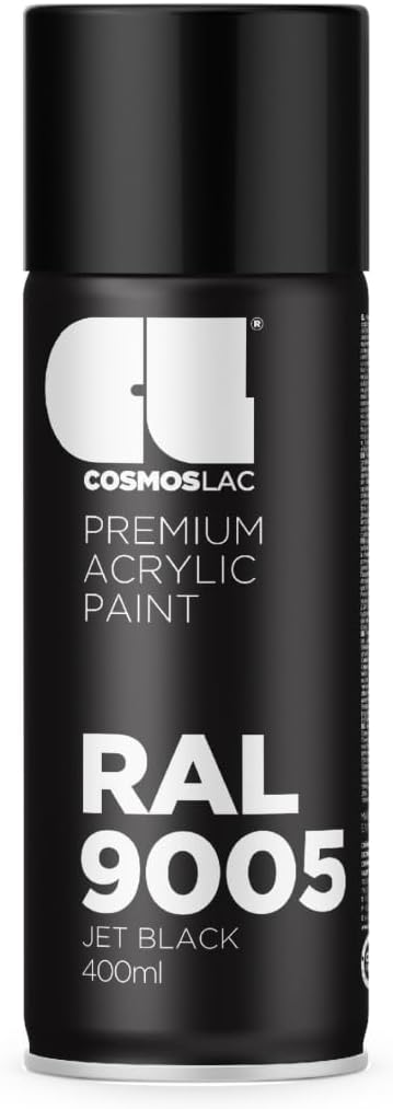 CL COSMOS LAC Spray Paint Black, Matt - DIY Acrylic Paint for Plastic, Metal, etc. (RAL 9005 - Black Matte)