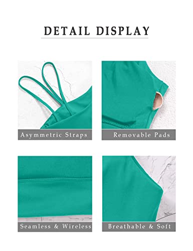 Image of MELYUM Longline Sports Bras for Women One Shoulder Workout Tank Tops with Built in Bra Supportive Crop Yoga Top Padded